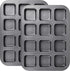 Tiawudi 2 Pack Brownie Pan, Non-stick Baking Bread Pan, Heavy Duty Carbon Steel Mini Muffin Pan