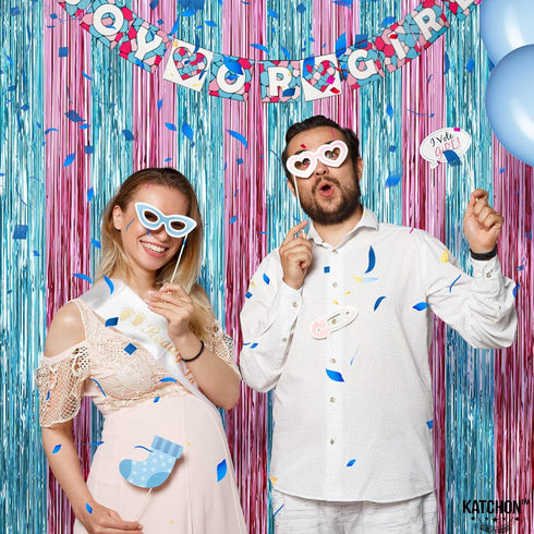 KatchOn XtraLarge Pink and Blue Streamers, 3.2 x 8 Ft, Pack of 2 for Gender Reveal Decorations
