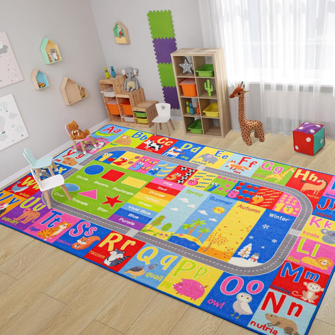 Kids Rug for Playroom Classroom, ABC Alphabet Numbers Play Toddlers Rugs, 3x5