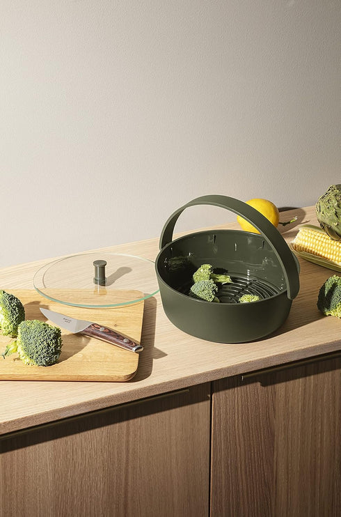 EVA SOLO Steamer Green Tool, Easy Preparation of Tasty Vegetables in the Microwave, Danish Design