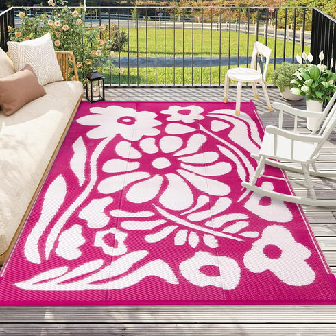 Wonnitar Outdoor Rug 6x9, Waterproof RV Camping Rug, Reversible Plastic Straw Mat for Garden, Beach, and Camp