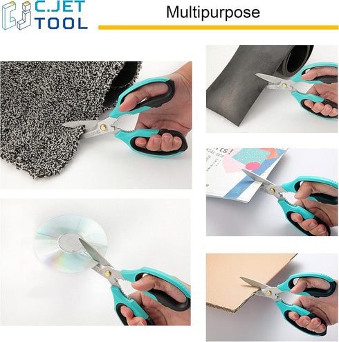 8" Heavy Duty Utility Scissors, All Purpose for Cardboard, Plastic, Carpet, Sharp Stainless Steel Blades