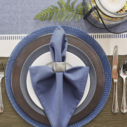 13x72-inch, DII Dobby Stripe Woven Table Runner, French Blue