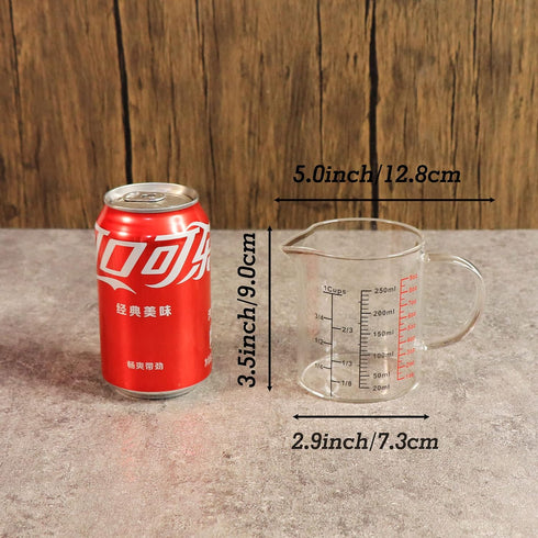 Glass Measuring Cup with Insulated Handle and V-Shaped Spout, High Borosilicate Glass, Easy to Read, 250 ML (8 Oz)