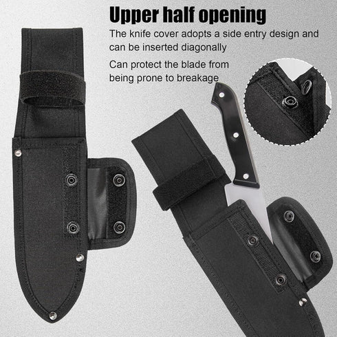 Universal Knife Sheath, Oxford Chef Knife Sheaths for Fixed Blade Knives, Black, 8 * 2 Inch