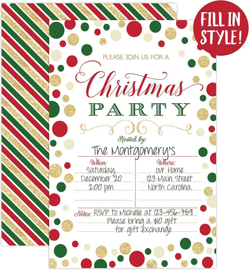 Christmas Party Invitation - Your Main Event Prints - Holiday Party Invitations - 20 Fill-In Invitations and Envelopes