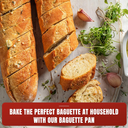 KITESSENSU Silver Nonstick Baguette Pans for Baking French Bread, Perforated 4 Loaves Tray, 15" x 13"