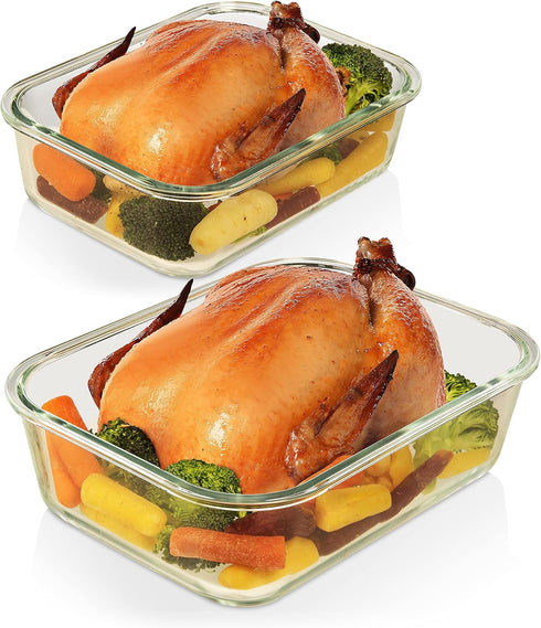 Razab 4 Pc Airtight Large Glass Food Storage Containers with Lids, BPA Free, Leak Proof Meal Prep Containers (2700ML &