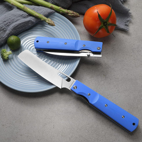 Folding Chef Knife 4.8" Utility Knife with Sharp 440A Stainless Steel Blade and G10 Handle for Outdoor Camping Cooking
