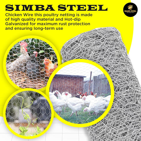 12 150 1 20GA (12 150 1) Chicken Wire in x FT x Mesh x | Poultry Wire Netting | Hot Dipped Galvanized | Chicken Coop