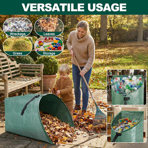 2 Pack 60 Gallon Large Leaf Collector, Dustpan-Style Lawn and Leaf Bags, Collapsible Yard Waste Bags Easy Storage