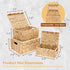 Set 3 LUSYDECO of Scalloped Edge Wicker Basket with Lid, Rectangle Wicker Storage Basket with Built-in Handles