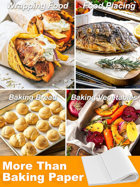 SMARTAKE 200 Pcs Parchment Paper Baking Sheets, 12x16 Inch Non-Stick Precut for Baking, Grilling, and More
