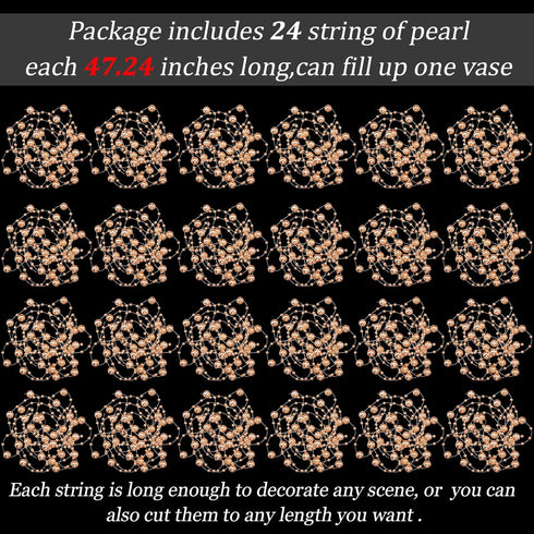 Tondiamo 24 Pcs Artificial Pearl String for Floating Candle, Faux Pearls Beads for Party Decoration