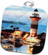 3D Rose Morris Island Lighthouse and Camera Station (Now and Then 1914) Pot Holder, 8" x 8"