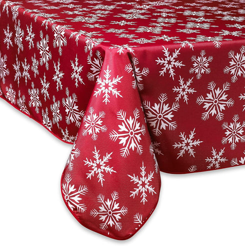 Violet Linen Decorative Christmas Snowflakes Design Tablecloths, 60" X 84"