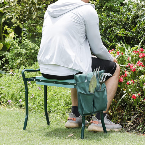 ZenStyle Foldable Garden Kneeler Seat with Tool Pouch Portable Garden Bench with EVA Foam Padded Kneeling Pad Gardening