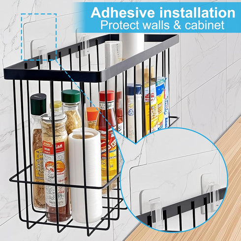 FHJP 2 Pack, 2 Cabinet Door Organizer Basket Foil and Plastic Wrap Organizer with Sponges, Lid Organizers Inside