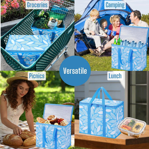 VENO 2 Pack 2 Pack) Insulated Cooler Bag, Reusable Grocery Shopping Bag for Food Delivery, Heavy Duty, Large Size