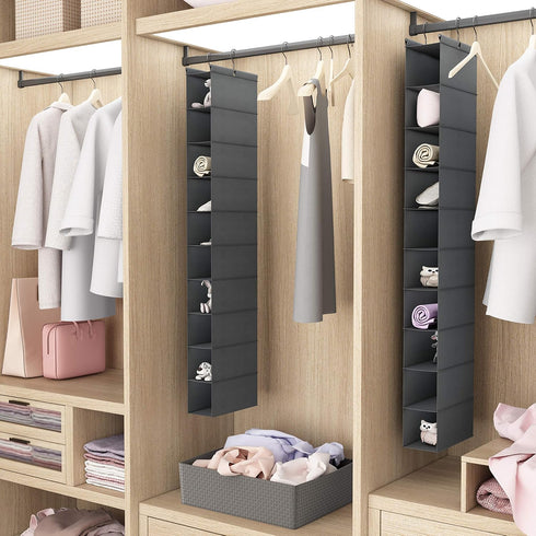 MAX Houser 10-Shelf Hanging Shoe Shelf Organizer, Pack of 2 for Closet Storage, Grey