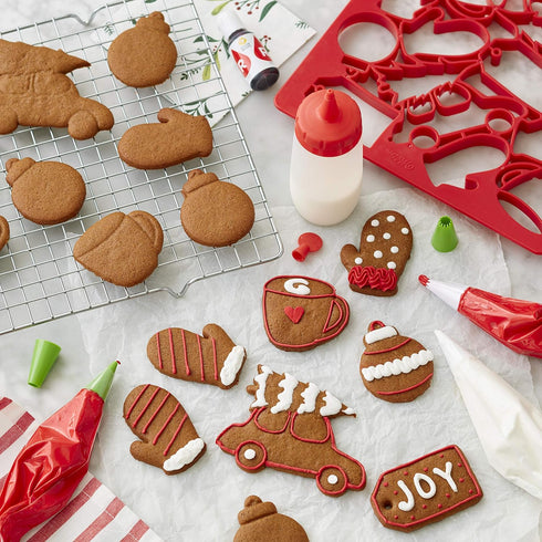 Wilton Multi-Cookie Cutter Sheet, Holiday Design, Red