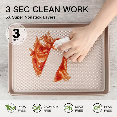 HONGBAKE 2 Pack Jelly Roll Pan - 15x10 Commercial Cookie Sheets with Diamond Texture Surface for Baking