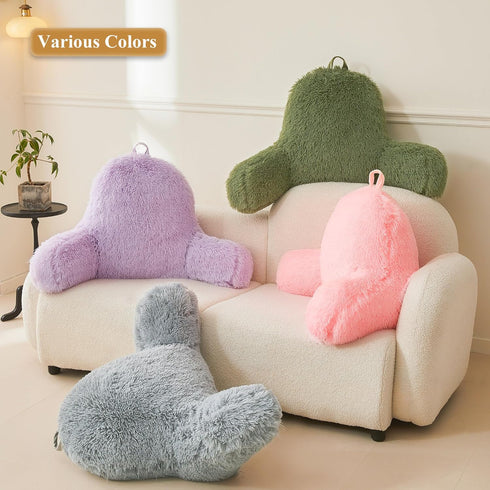 XeGe Fluffy Back Support Pillow Cover for Bed (No Filler), Light Purple Faux Fur Backrest Pillowcase, Lilac Furry