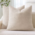 ANRODUO Pack of 2 Textured Boucle Throw Pillow Covers Soft Beige Euro