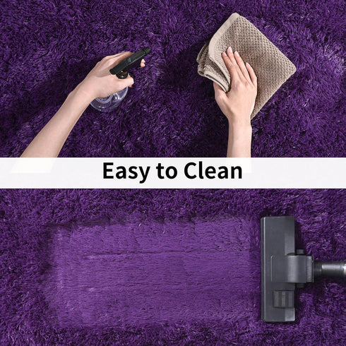 Soft Runner Rugs for Bedroom Hallways, 2x6 Purple Fluffy Shag Non-Slip Area Rug for Living Room