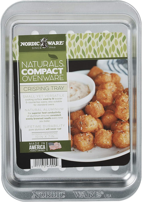 Nordic Ware Naturals Compact Crisping Tray - Natural Uncoated Aluminum, Safe for Toaster Oven and Broiler