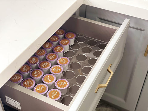 IEEK Clear Acrylic Coffee Pod Organizer Tray, 2 Pack of 35 Slots K Cup Holder for Office Kitchen Counter or Drawer