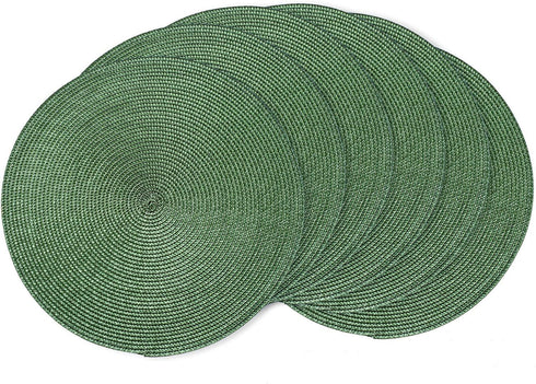 AHHFSMEI Round Braided Placemats Set of 6, 15 Inch Natural Woven Heat Resistant Table Mats (Olive Green)