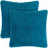 PAVILIA Teal Blue Fluffy Throw Pillow Covers, Set of 2 - Decorative Accent Pillow Cases for Bed Sofa Couch, Soft Faux