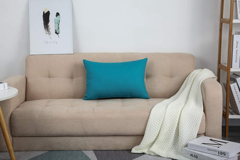 TangDepot Handmade Decorative Throw Pillow Covers, 100% Cotton Canvas, (12"x18", Blue Ashes)