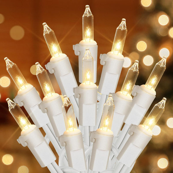 Hopolon Clear Christmas Lights Set,2Pack 50Count 13Feet Incandescent Bulb Mini String Lights