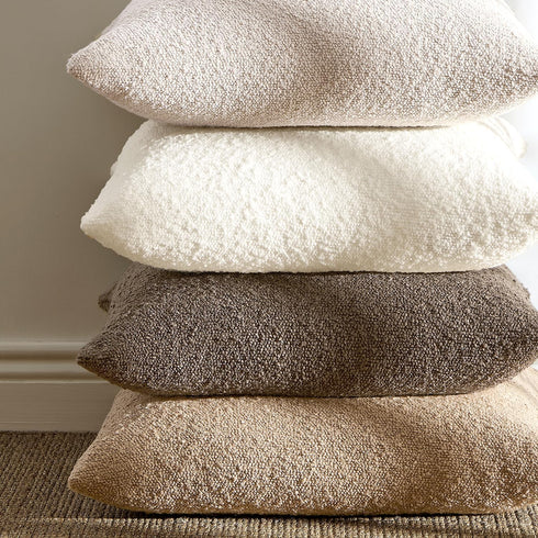 Pack 2 Cozy 22 22 Inch ANRODUO of Textured Boucle Throw Pillow Covers Soft Beige Euro Decorative Accent Solid Pillow