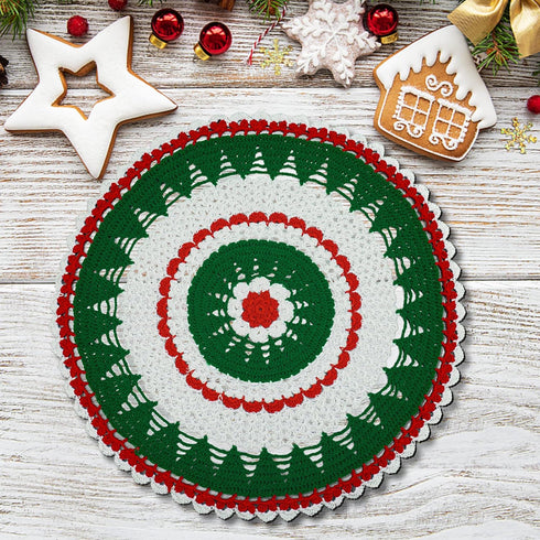 19 Inch One Piece Christmas Doily Crochet for Dressers and End Tables Crafts Large Doilies Cloth Lace Placemats