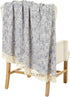 LR Home 50x60 Inch Soft Hand-Woven Distressed Fall Blanket Blue/Ivory | Warm Throw for Bed, Sofa, Couch, Living Room