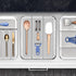madesmart Large Utensil Tray - Light Grey, 3-compartment, Soft Grip Collection, Non-slip Feet, BPA-free