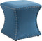 Kings Brand Furniture - Nailhead Trim Upholstered Stool Ottoman, Light Blue