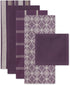 DII Assorted Woven Kitchen Set, 5 Piece - Dishtowel 18x28, Dishcloth 13x13, Eggplant