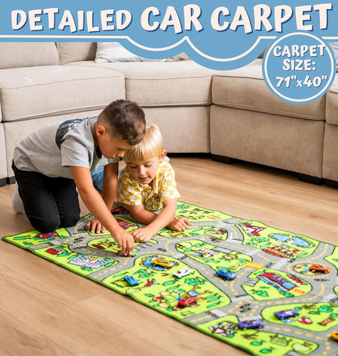71 39 312 ToyVelt Carpet Playmat Kids Rug - X-Large x Educational City Road Traffic Mat for Kids Ages - Preschool Rug