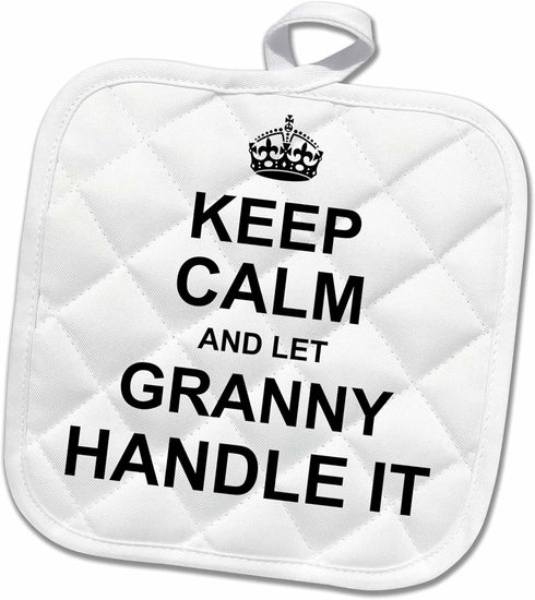 3D Rose Keep Calm and Let Granny Handle It Pot Holder (8 x 8) - Fun Grandma Gift