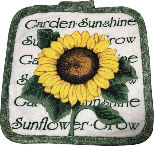 Set of Four Pot Holders for Kitchen, Sunflower