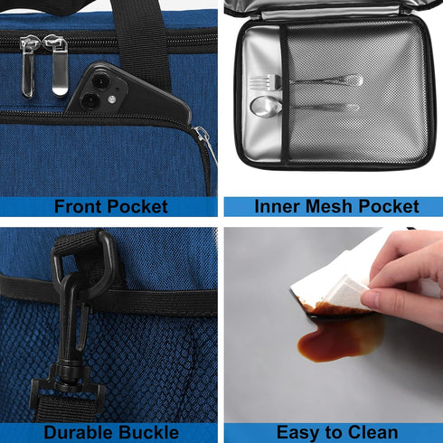 Femuar Insulated Lunch Bags for Women/Men, Leakproof Lunch Cooler Bag for Work Office Picnic - Blue