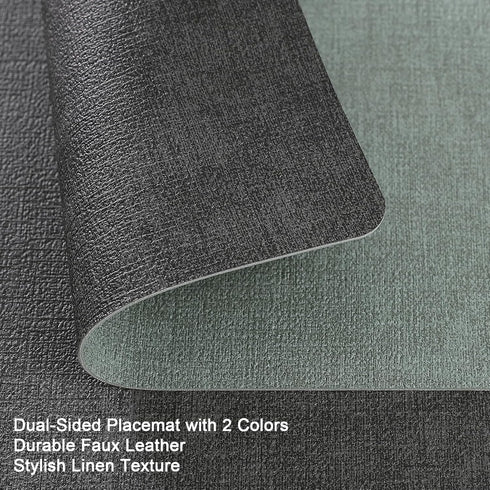 Set 6 Set 6) Myir JUN Placemats Dual Sided, Faux Leather Place Mats of Indoor for Dining Table Non-Slip Washable