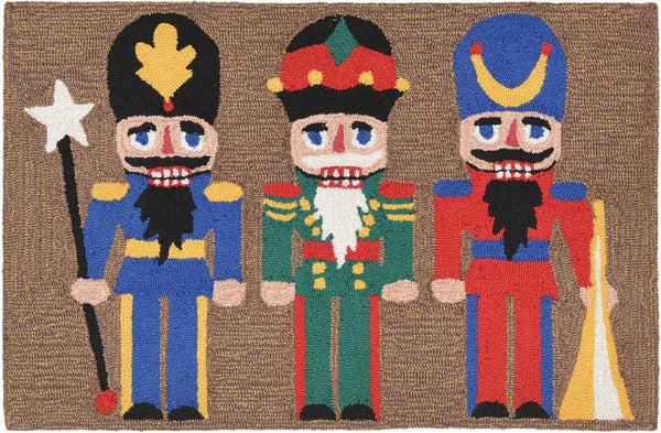 Liora Manne Front Porch Christmas Nutcracker Rug - Multi Indoor/Outdoor Rug, 2' X 3', Red for Holiday Decor