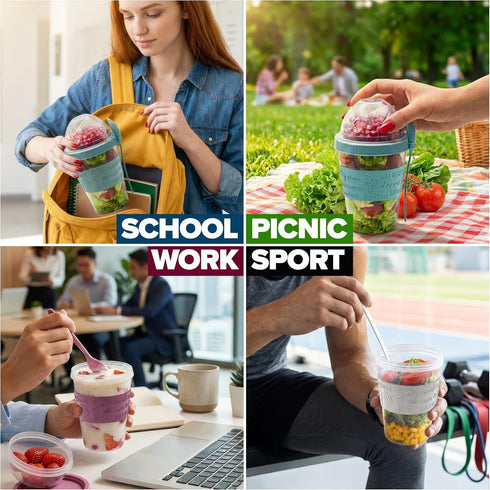 4 Pcs Yogurt Parfait Cups Breakfast On The Go Reusable Plastic Containers With Lids And Spoons Take And Go Yogurt Cup