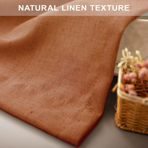 Pitalk Burnt Orange Boho Country Kitchen Curtains, 36 Inch Length, 2 Panels, Back Tab Pocket, Semi Translucent Linen