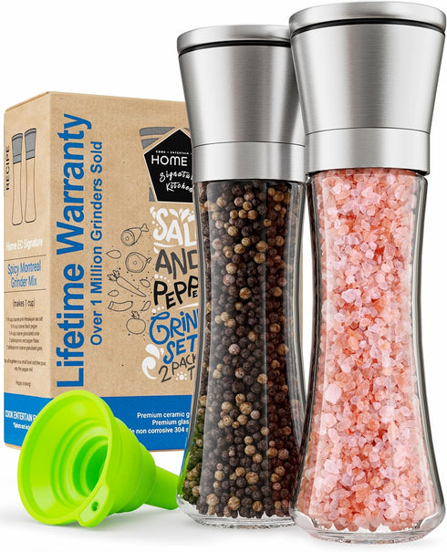 Home EC Premium Stainless Steel Sea Salt and Pepper Grinder Set of